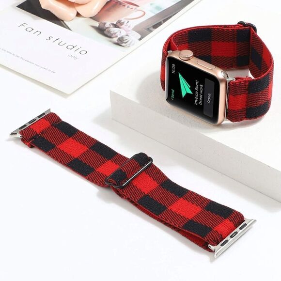Red Checkered Stretchy Loop Band for Apple Watch - Picture 1 of 4